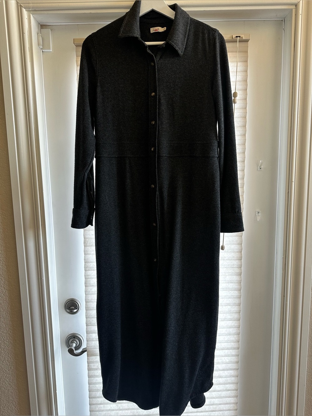 Faherty Black Long Button-Front Shirt Dress